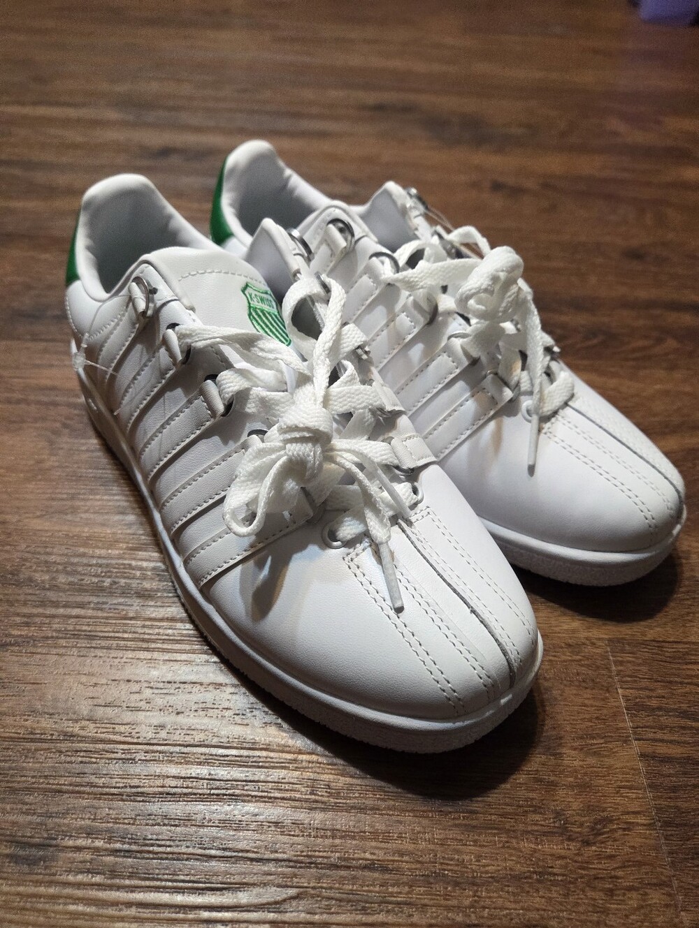 K Swiss White Green Leather Classic VN Shoes 7.5 NWT